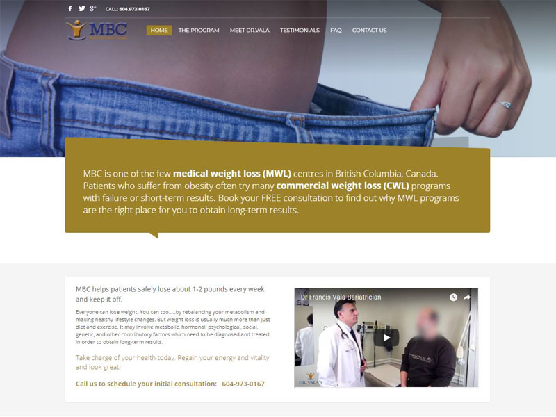 North Vancouver web design example for weight loss
